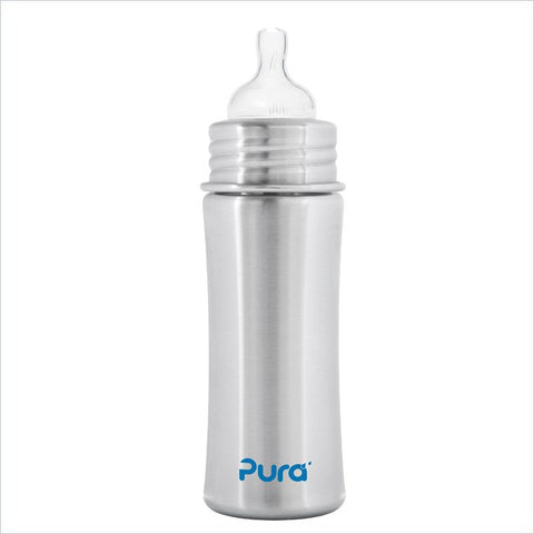 Pura Kiki Natural Stainless 11 oz. Medium Flow Baby Bottle