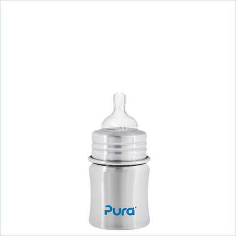 Pura Kiki Natural Stainless 5 oz. Slow Flow Baby Bottle