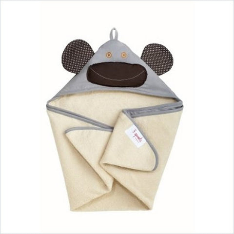 3 Sprouts Milo the Monkey Hooded Towel in Grey
