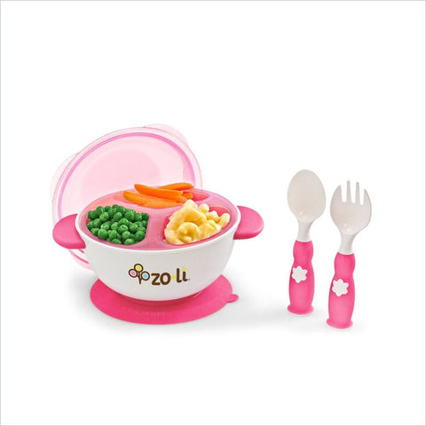 Zoli Stuck suction feeding bowl kit in Pink