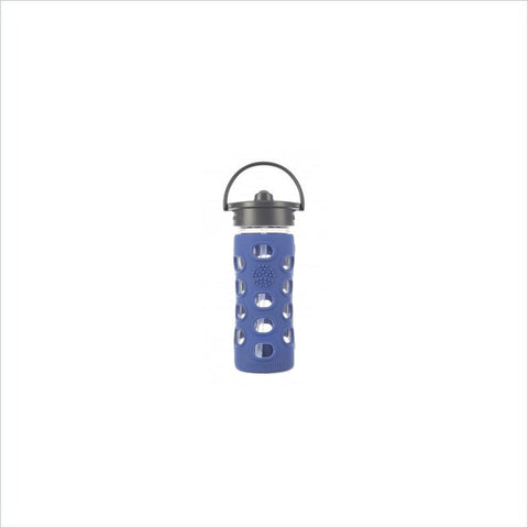 Lifefactory 12 oz Glass Bottle with Straw Cap and Silicone Sleeve in Cobalt