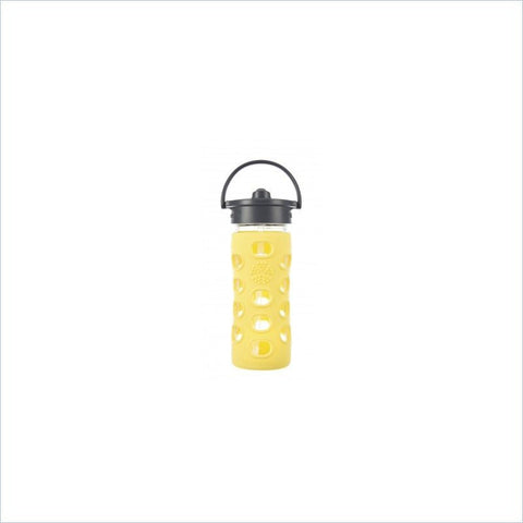Lifefactory 12 oz Glass Bottle with Straw Cap and Silicone Sleeve in Lemon