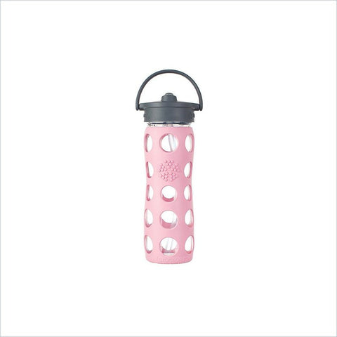 Lifefactory 16 oz Glass Bottle with Straw Cap and Silicone Sleeve in Peony