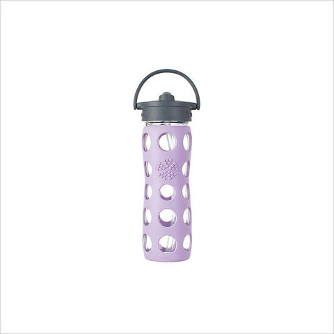 Lifefactory 16 oz Glass Bottle with Straw Cap and Silicone Sleeve in Lilac