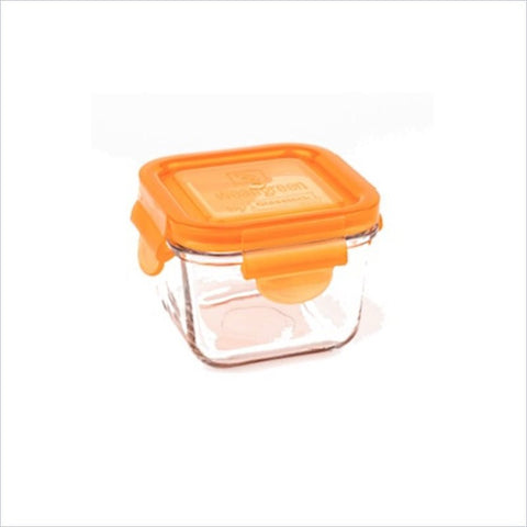 Wean Green Snack Cube Glass Food Container in Carrot