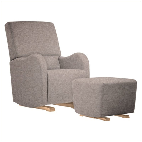 Dutailier Laki Upholstered Natural Glider Chair in Cloud