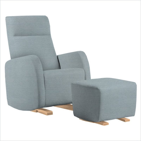 Dutailier Etna Upholstered Natural Glider Chair in Blue