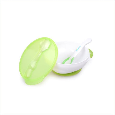 Kidsme Suction Bowl Set With Ideal Temperature Spoon in Lime