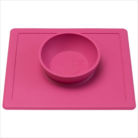 ezpz Less Mess Happy Bowl and Placemat in Pink