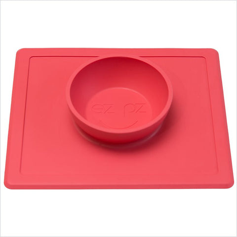 ezpz Happy Bowl and Placemat in Coral