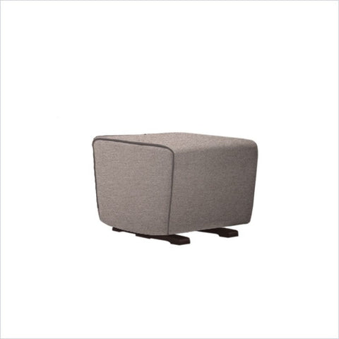 Dutailier Fogo Espresso Upholstered Ottoman in Cloud with Stone Piping