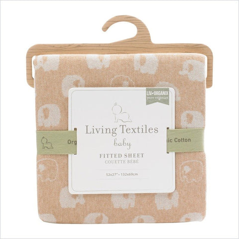 Living Textiles Organic Jersey Fitted Sheet in Jaxson Elephant