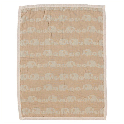 Living Textiles Organic Muslin Jacquard in Elephant