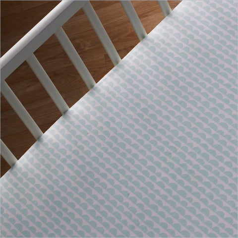 Living Textiles Sparrow Fitted Sheet Mint Scallop