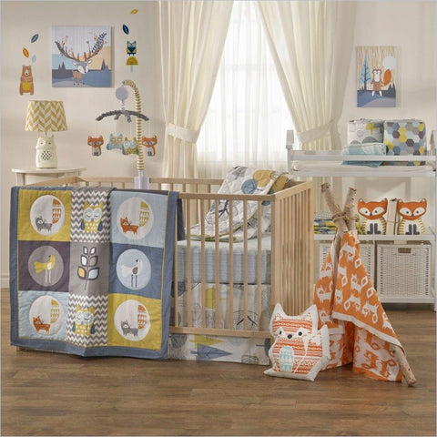 Living Textiles Woods 4-Piece Crib Set(quilt bed skirt two fitted sheets)