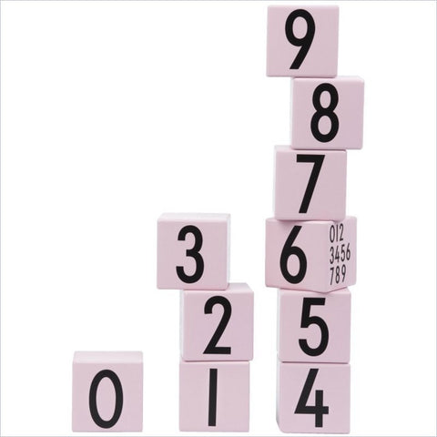 Design Letters Aj Wooden Cubes 0-9 in Pink