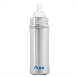 Pura Kiki Natural Stainless 11 oz. Medium Flow Baby Bottle
