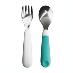 OXO Tot Baby Fork & Spoon Set in Aqua