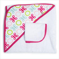 JJ Cole Hooded Towel in Pink Butterfly