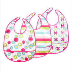 JJ Cole 3-Pack Girls Bib Set in Flowers Butterflies and Circles