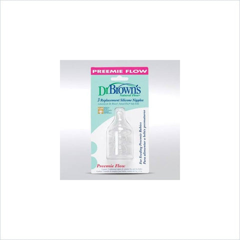 Dr. Brown's Standard Replacement Preemie Flow Silicone Nipple( Set of 2)