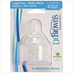 Dr. Brown's Level-2 Silicone Replacement Nipple 2 Pack Wide Neck