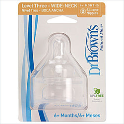 Dr. Brown's Level-3 Silicone Replacement Nipple 2 Pack Wide Neck