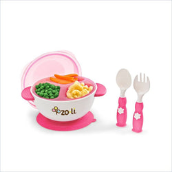 Zoli Stuck suction feeding bowl kit in Pink