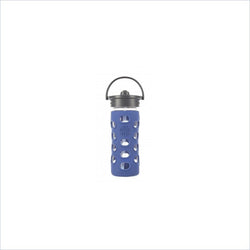 Lifefactory 12 oz Glass Bottle with Straw Cap and Silicone Sleeve in Cobalt