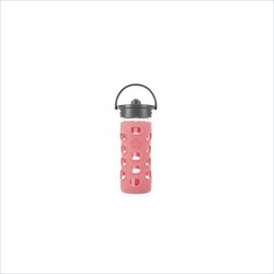 Lifefactory 12 oz Glass Bottle with Straw Cap and Silicone Sleeve in Coral
