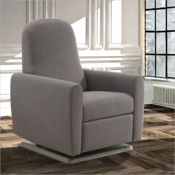Natart Hannah Glider and Recliner Chair Rounded Back in Charcoal Bonded Leather