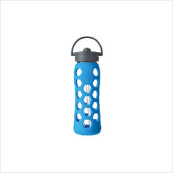 Lifefactory 22 oz Glass Bottle with Straw Cap and Silicone Sleeve in Ocean HEX
