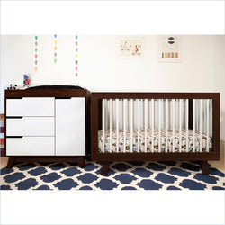 Babyletto Hudson 2 Piece 3-in-1 Convertible Crib Set in White/Espresso