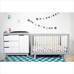 Babyletto Hudson 2 Piece 3-in-1 Convertible Crib Set in Grey/White