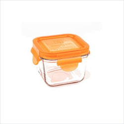 Wean Green Snack Cube Glass Food Container in Carrot