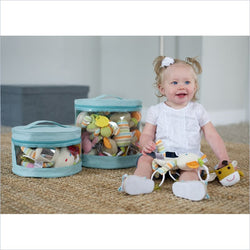 JJ Cole Clear Storage Bin Set (1 Short & 1 Tall) in Blue Heather
