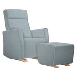 Dutailier Fogo Upholstered Natural Glider Chair in Blue