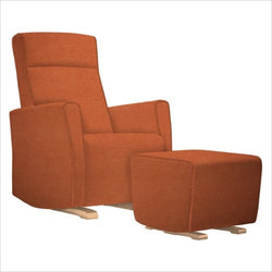 Dutailier Fogo Upholstered Natural Glider Chair in Orange