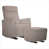 Dutailier Fogo Upholstered Espresso Glider Chair in Cloud
