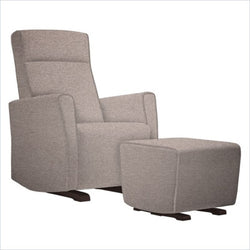 Dutailier Fogo Upholstered Espresso Glider Chair in Cloud