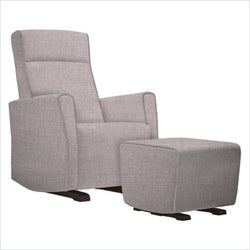 Dutailier Fogo Upholstered Espresso Glider Chair in Snow
