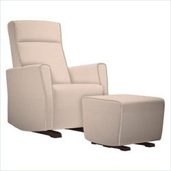Dutailier Fogo Upholstered Espresso Glider Chair in Cream