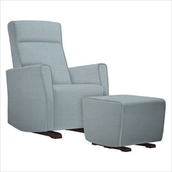 Dutailier Fogo Upholstered Espresso Glider Chair in Blue