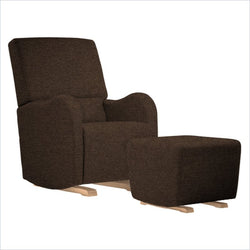 Dutailier Laki Upholstered Natural Glider Chair in Chocolate