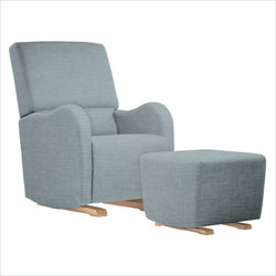 Dutailier Laki Upholstered Natural Glider Chair in Blue