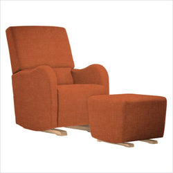 Dutailier Laki Upholstered Natural Glider Chair in Orange