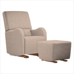 Dutailier Laki Upholstered Espresso Glider Chair in Sand