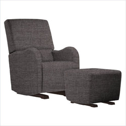 Dutailier Laki Upholstered Espresso Glider Chair in Pebble