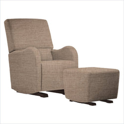 Dutailier Laki Upholstered Espresso Glider Chair in Wheat