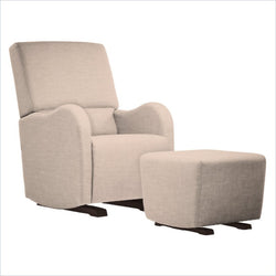 Dutailier Laki Upholstered Espresso Glider Chair in Cream